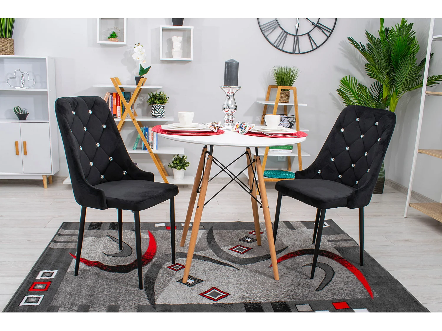 Krzesło Valora REMI Velvet czarne z metalowymi nogami x3