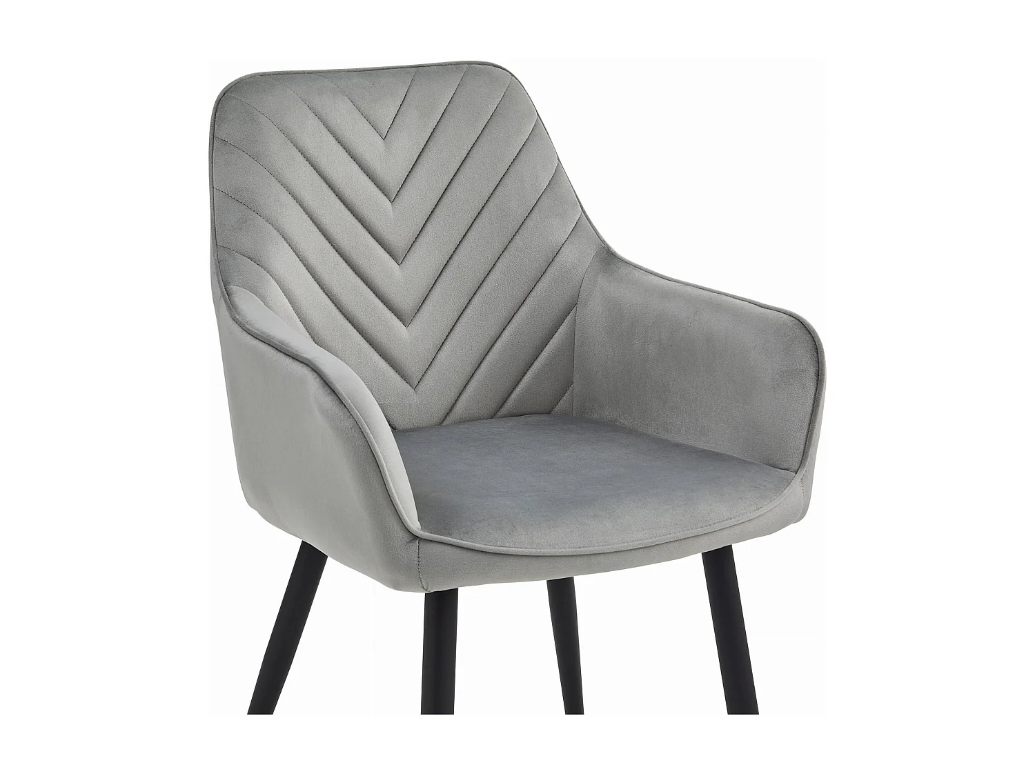 Chaise de salle à manger Valora WAAV – Velours gris argenté avec pieds noirs x 1