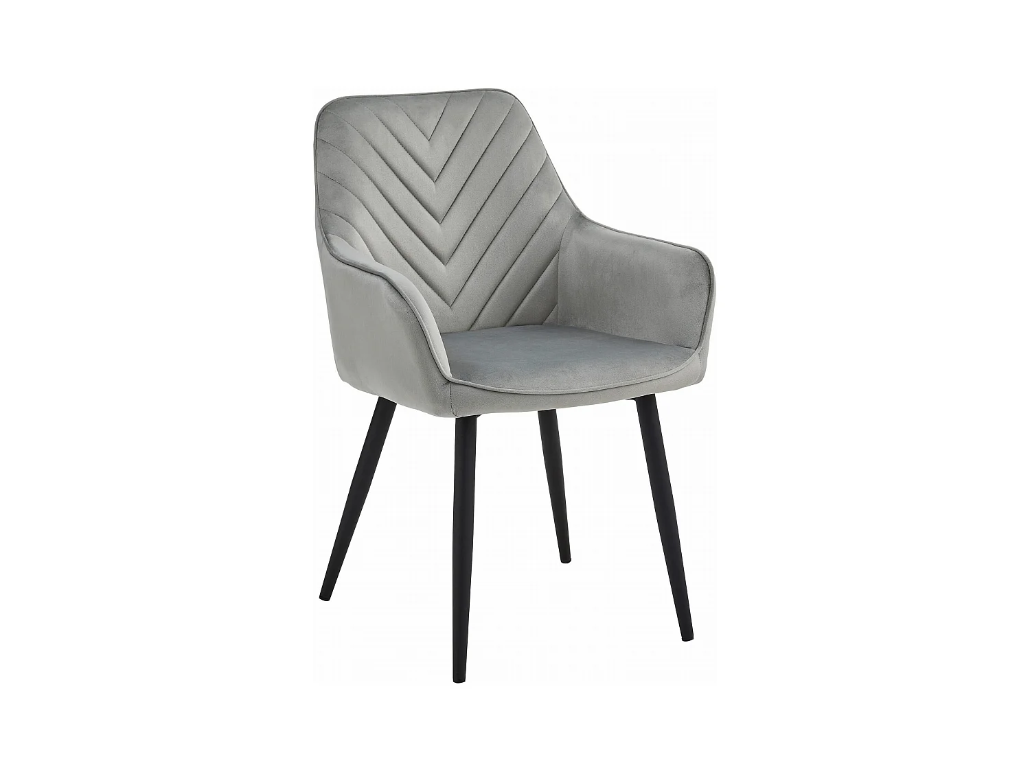 Chaise de salle à manger Valora WAAV – Velours gris argenté avec pieds noirs x 1