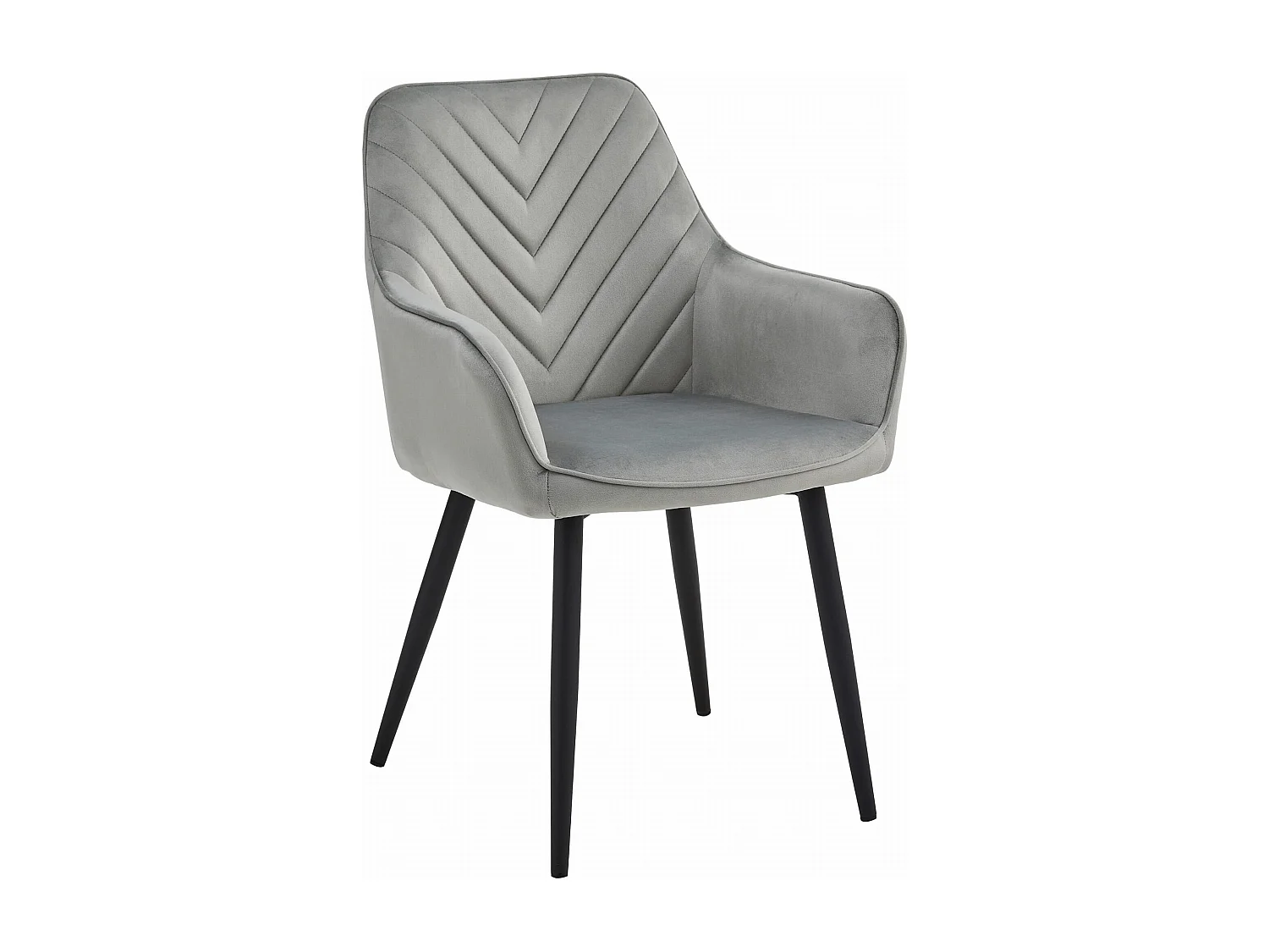 Chaise de salle à manger Valora WAAV – Velours gris argenté avec pieds noirs x 1