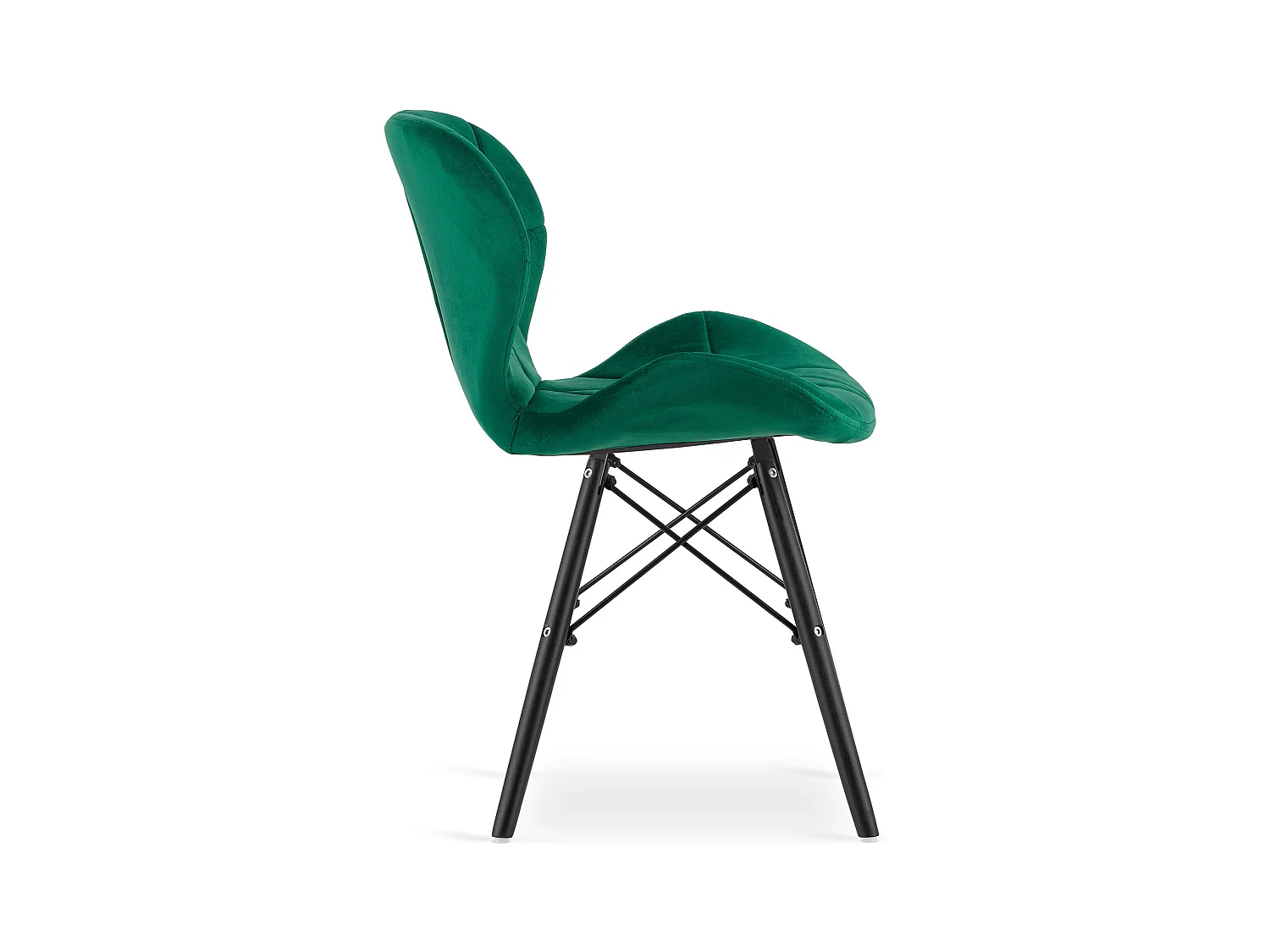 Chaise Valora WAKO en velours vert avec pieds noirs x1
