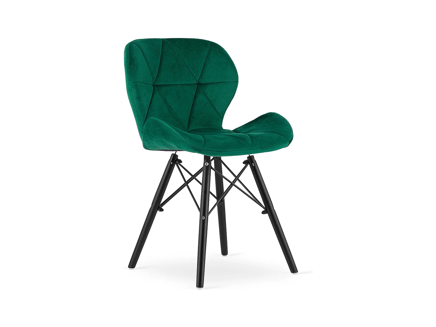 Chaise Valora WAKO en velours vert avec pieds noirs x1