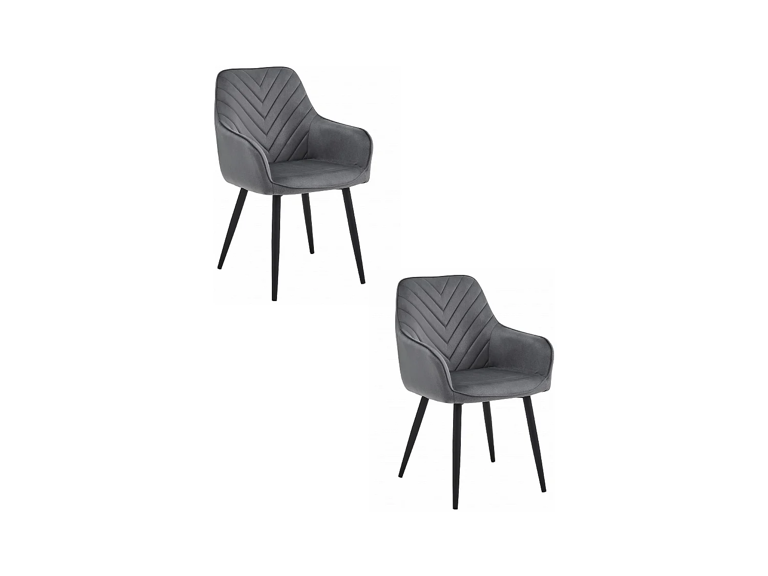 Chaises de salle à manger Valora WAAV – Velours gris foncé avec pieds noirs x 2