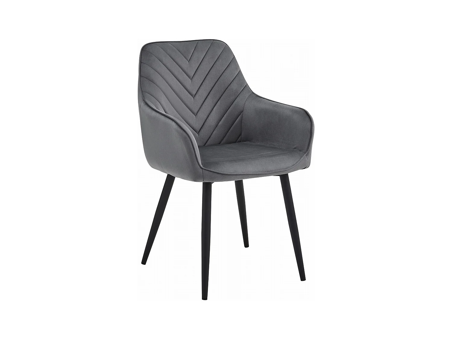 Chaises de salle à manger Valora WAAV – Velours gris foncé avec pieds noirs x 2