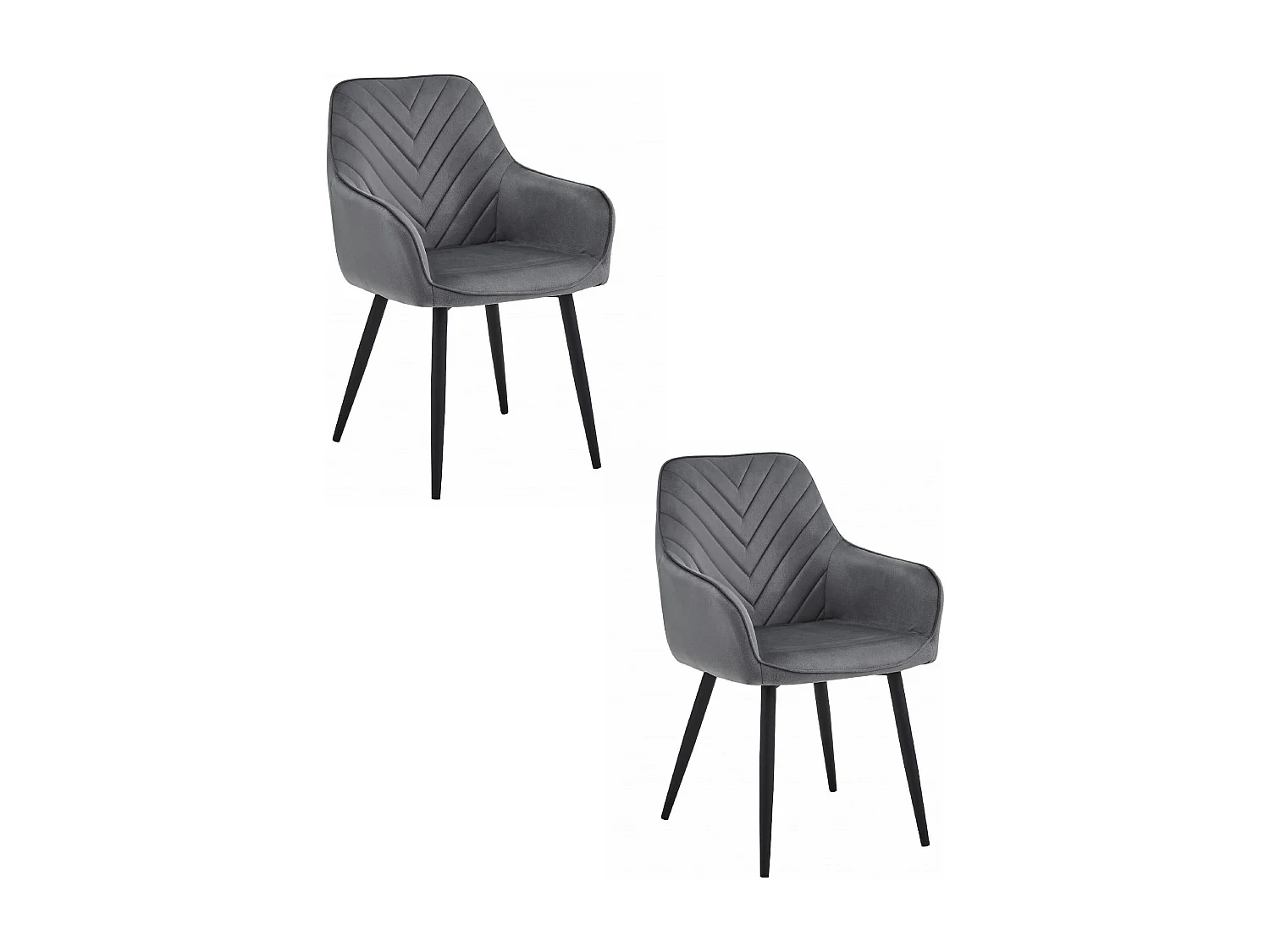 Chaises de salle à manger Valora WAAV – Velours gris foncé avec pieds noirs x 2