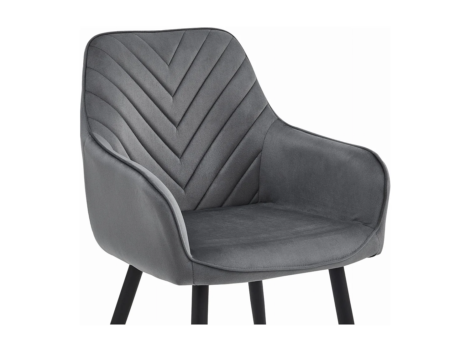 Chaises de salle à manger Valora WAAV – Velours gris foncé avec pieds noirs x 2