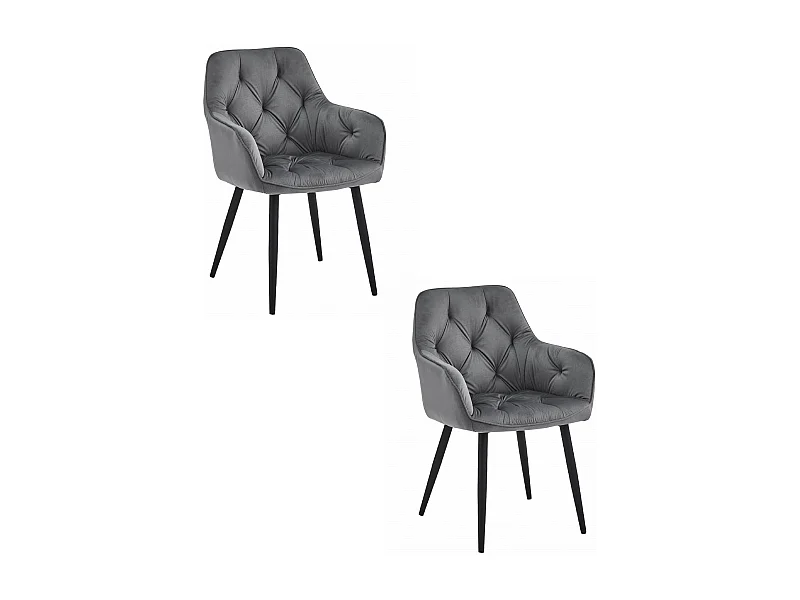Sedie da pranzo Valora LUKK - Velluto grigio scuro con gambe nere x 2