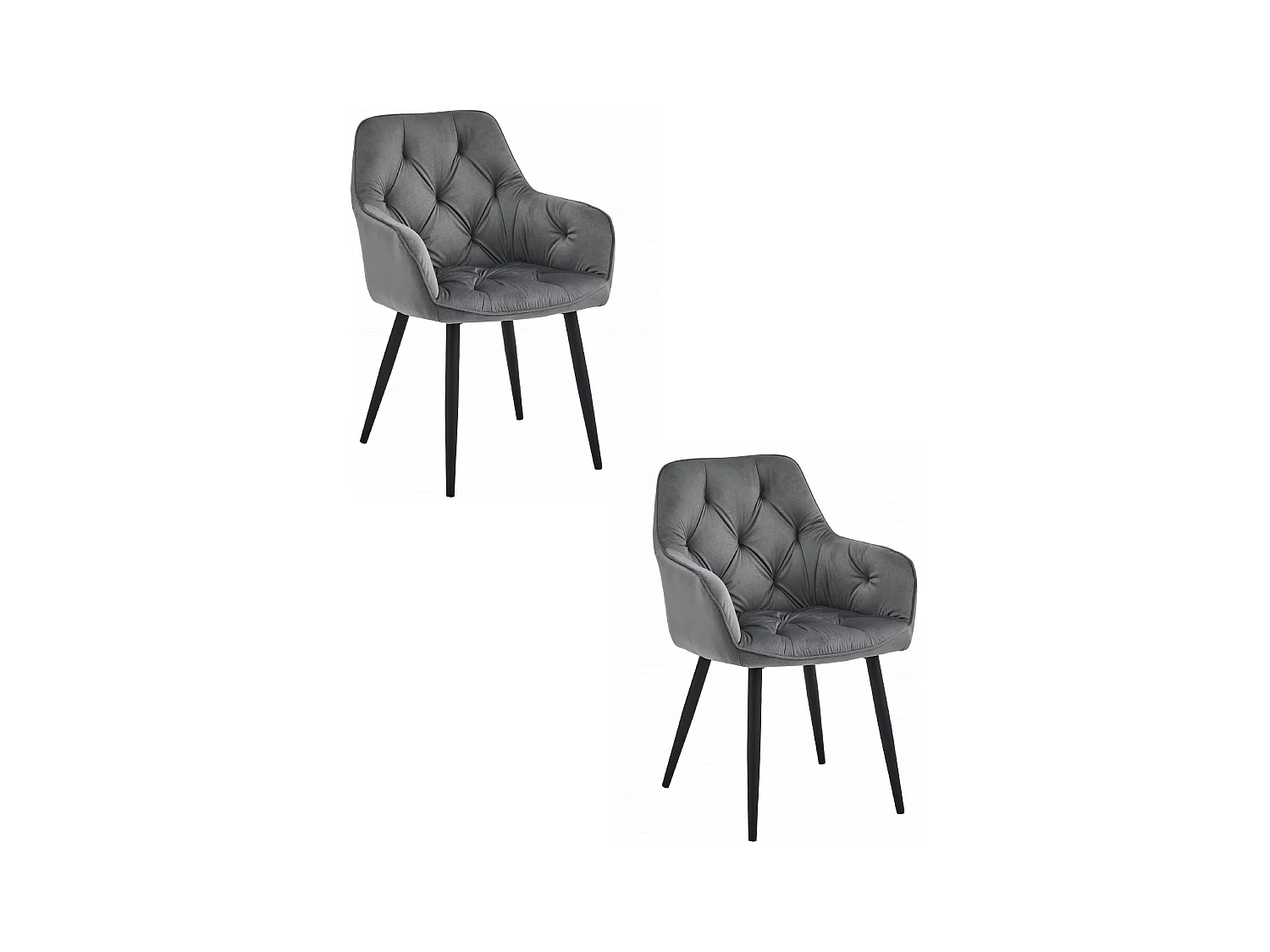 Valora LUKK eetkamerstoelen – donkergrijs fluweel met zwarte poten x 2