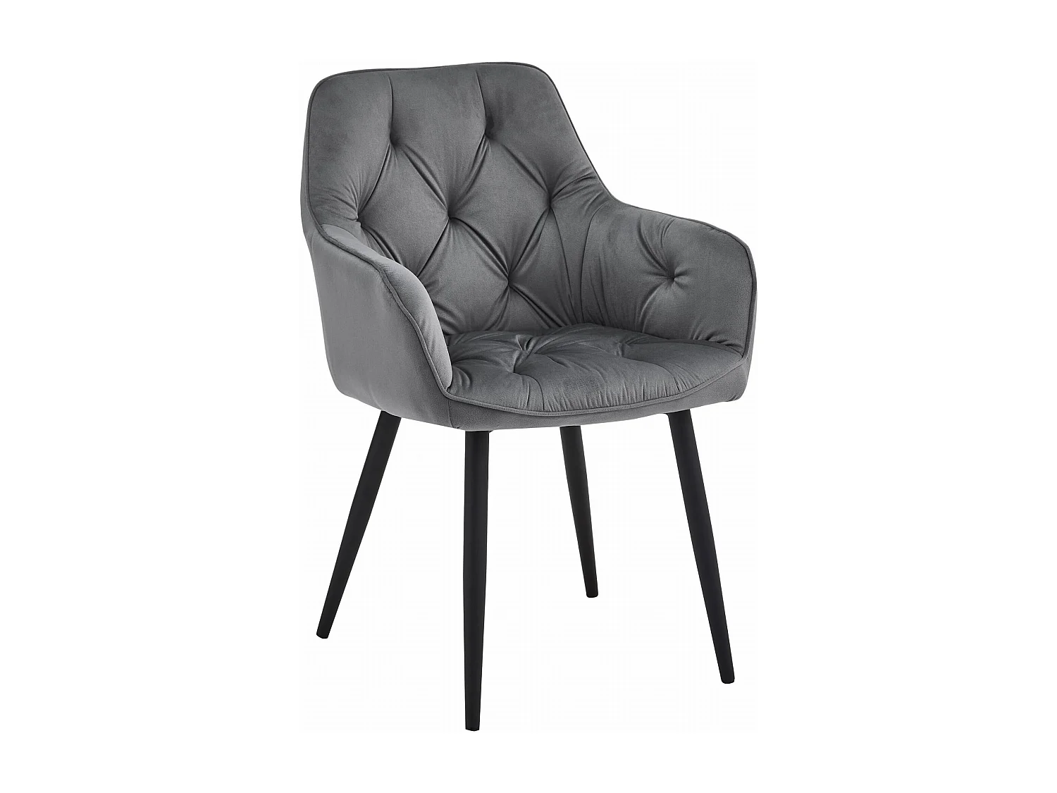 Valora LUKK eetkamerstoelen – donkergrijs fluweel met zwarte poten x 2