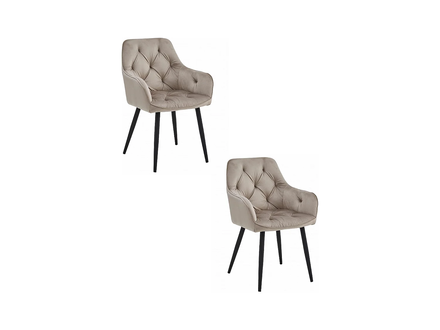 Chaises de salle à manger Valora LUKK – Velours beige foncé avec pieds noirs x2