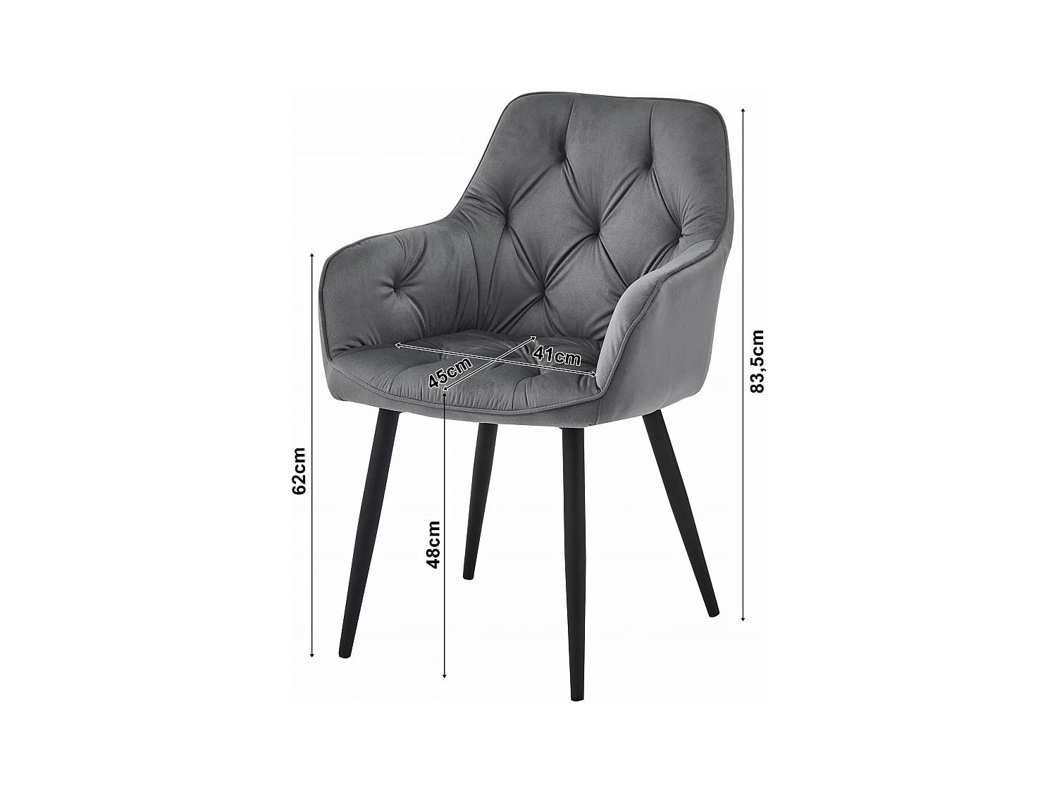 Chaises de salle à manger Valora LUKK – Velours beige foncé avec pieds noirs x2