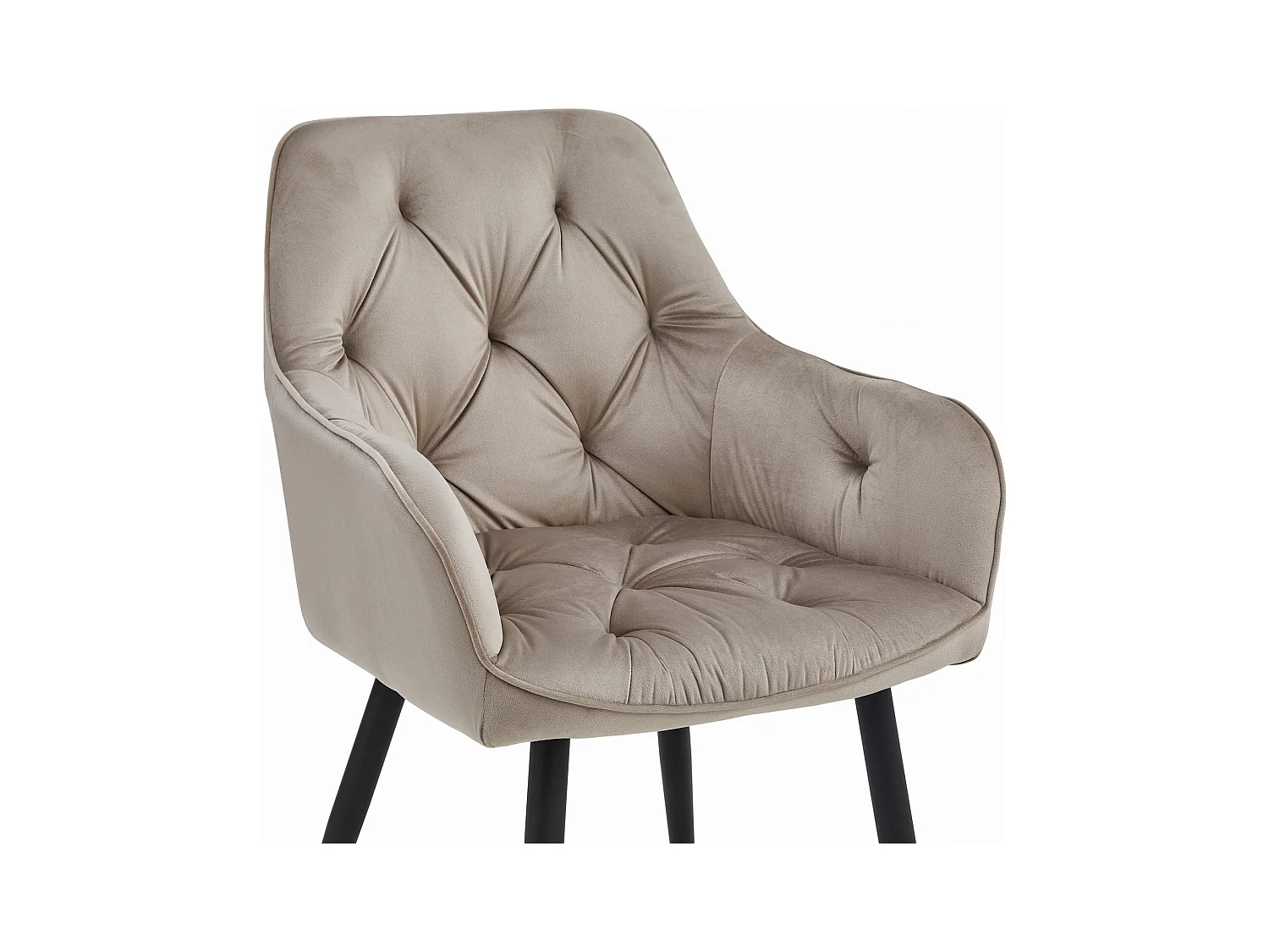 Chaises de salle à manger Valora LUKK – Velours beige foncé avec pieds noirs x2