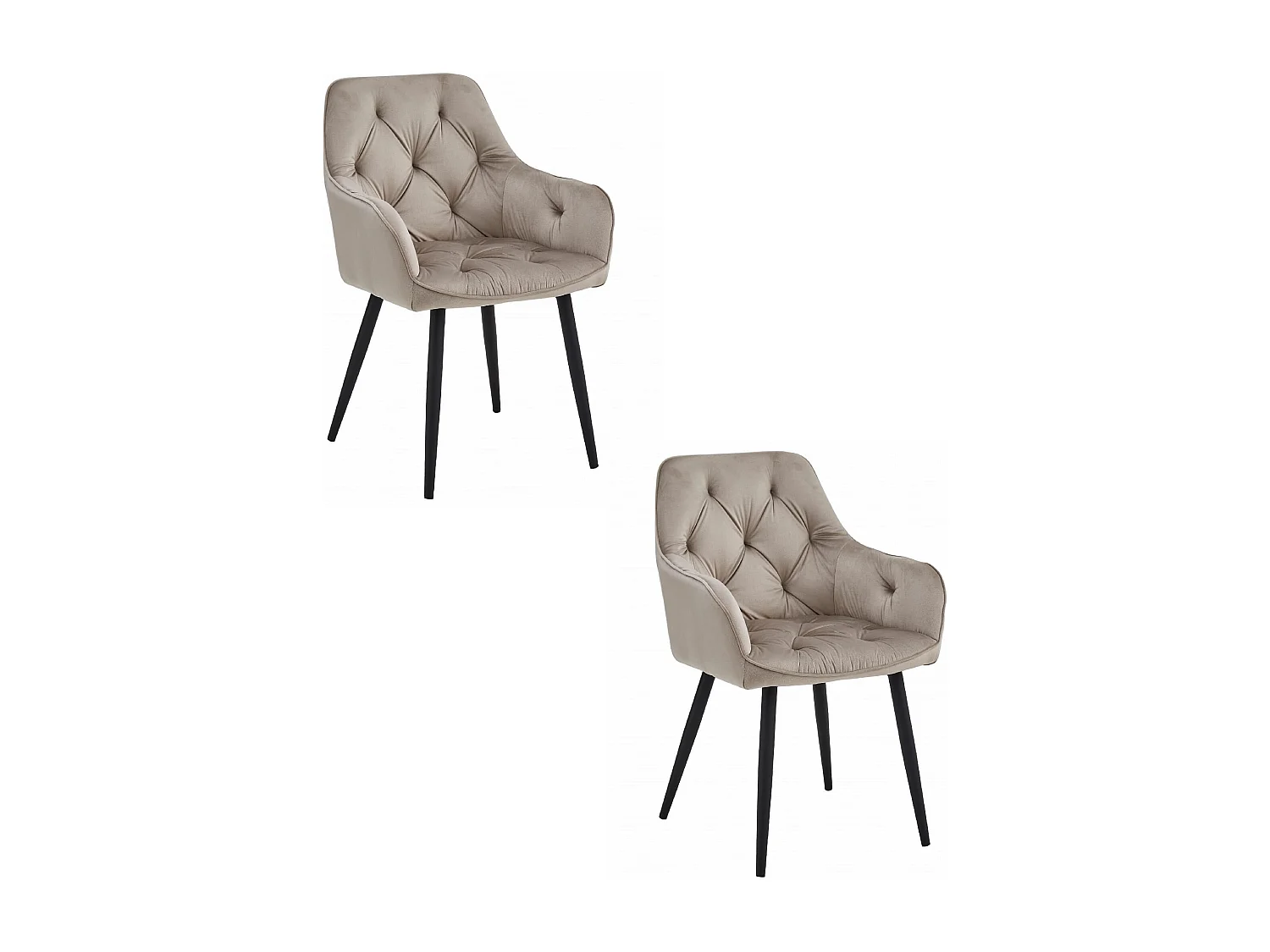 Chaises de salle à manger Valora LUKK – Velours beige foncé avec pieds noirs x2