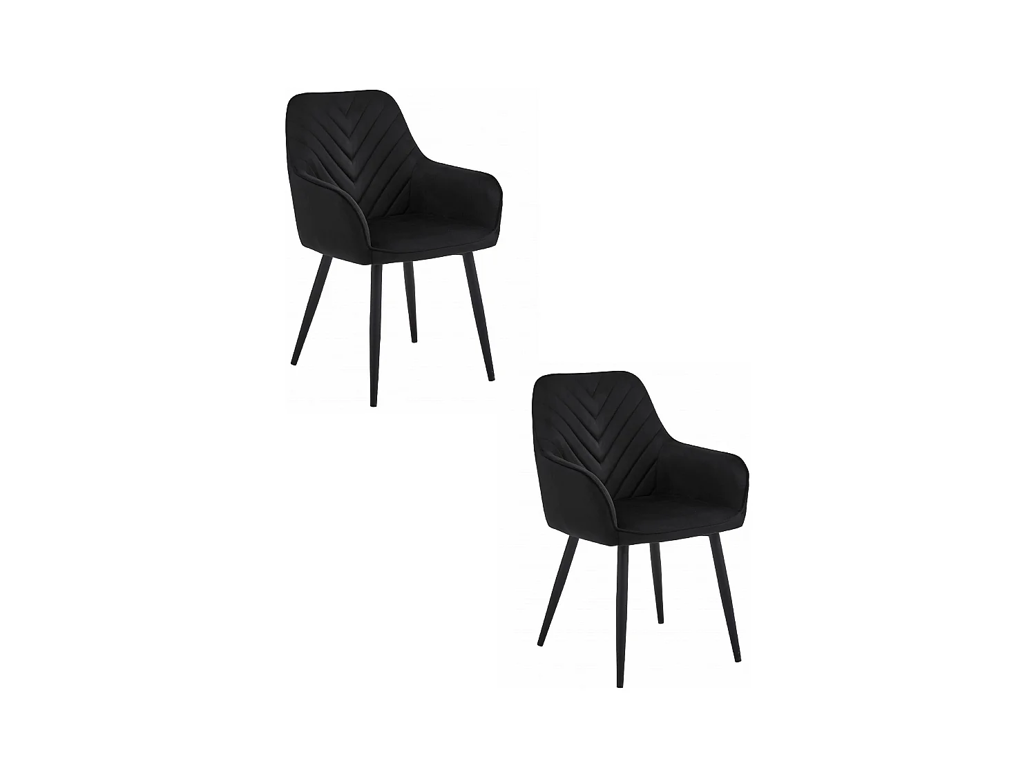 Chaises de salle à manger Valora WAAV – Velours noir avec pieds noirs x2