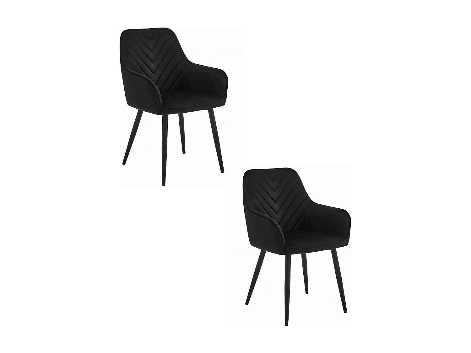 Chaises de salle à manger Valora WAAV – Velours noir avec pieds noirs x2
