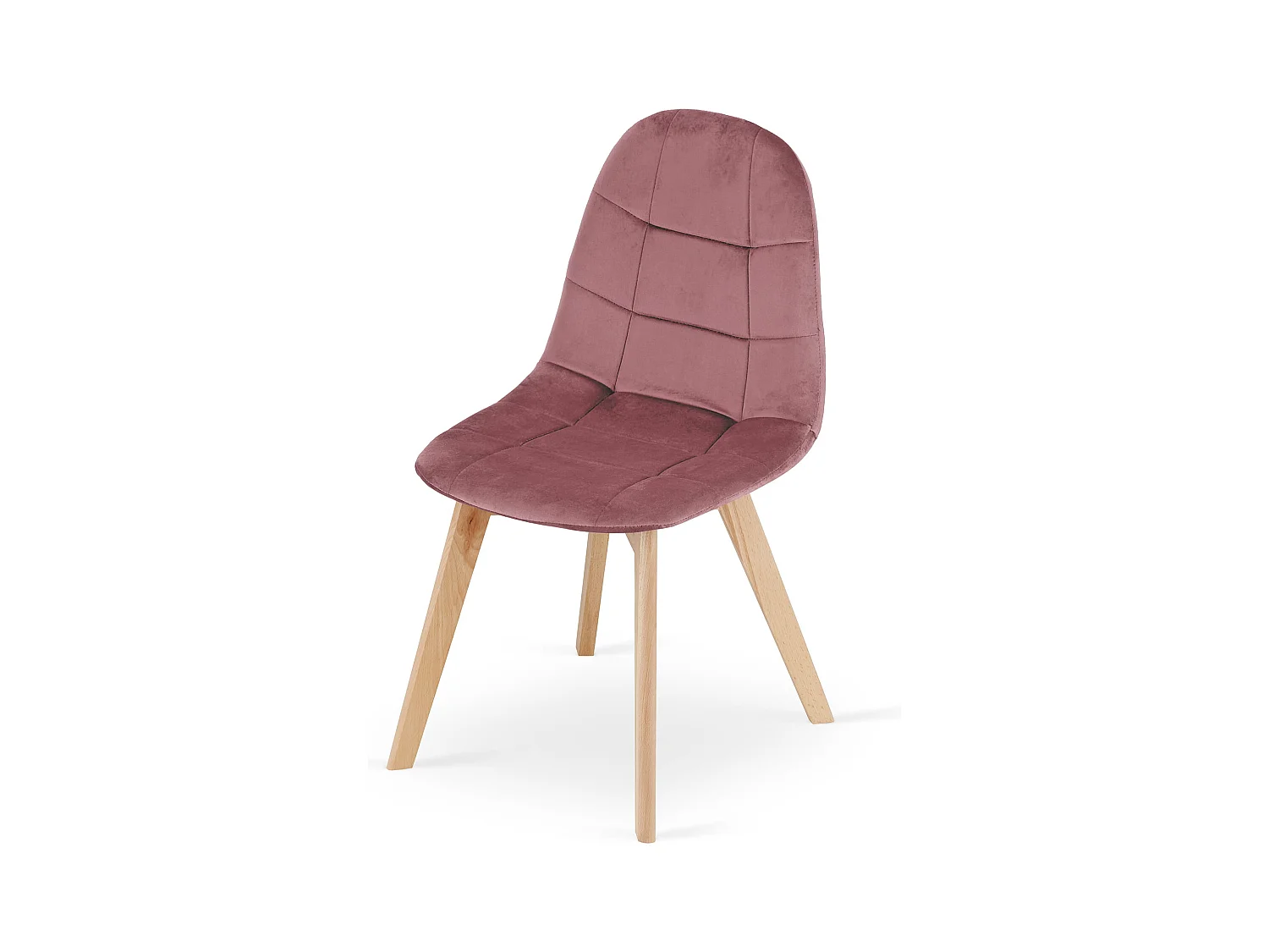 Chaise salle à manger Valora NUUC velours rose foncé pieds bois hêtre x1
