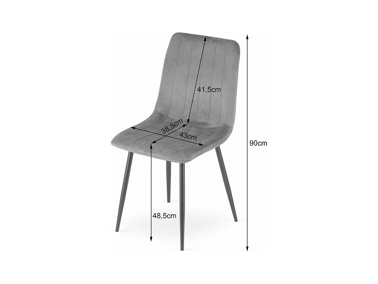 Chaise Valora JEWA en velours gris foncé avec pieds noirs x1