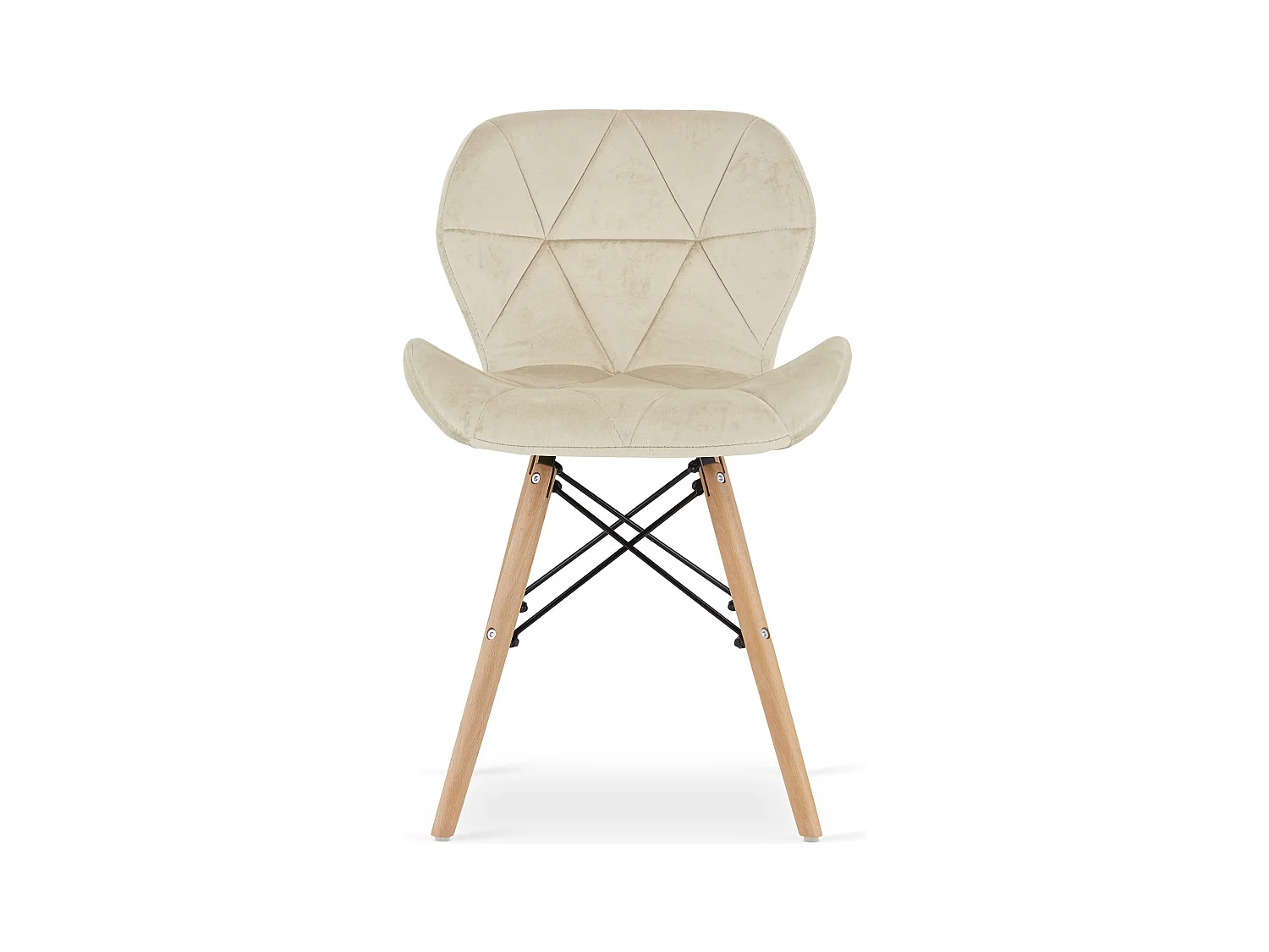 Chaises en velours Valora WAKO beige avec pieds en bois de hêtre x2