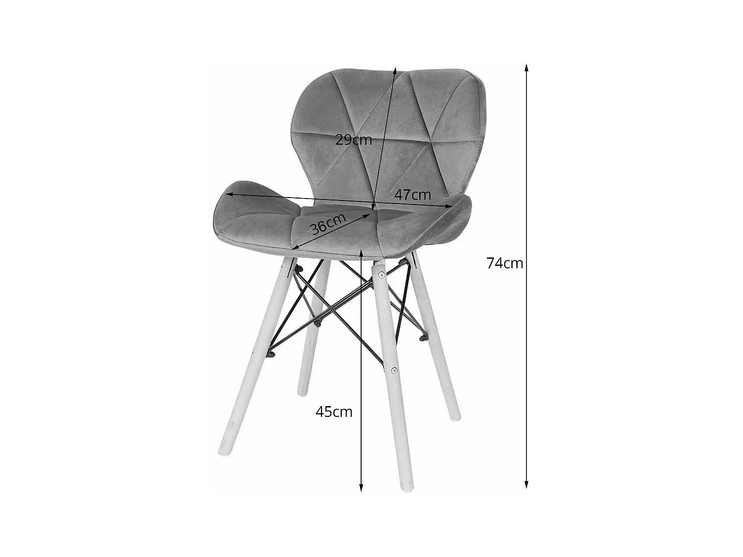 Chaises en velours Valora WAKO beige avec pieds en bois de hêtre x2