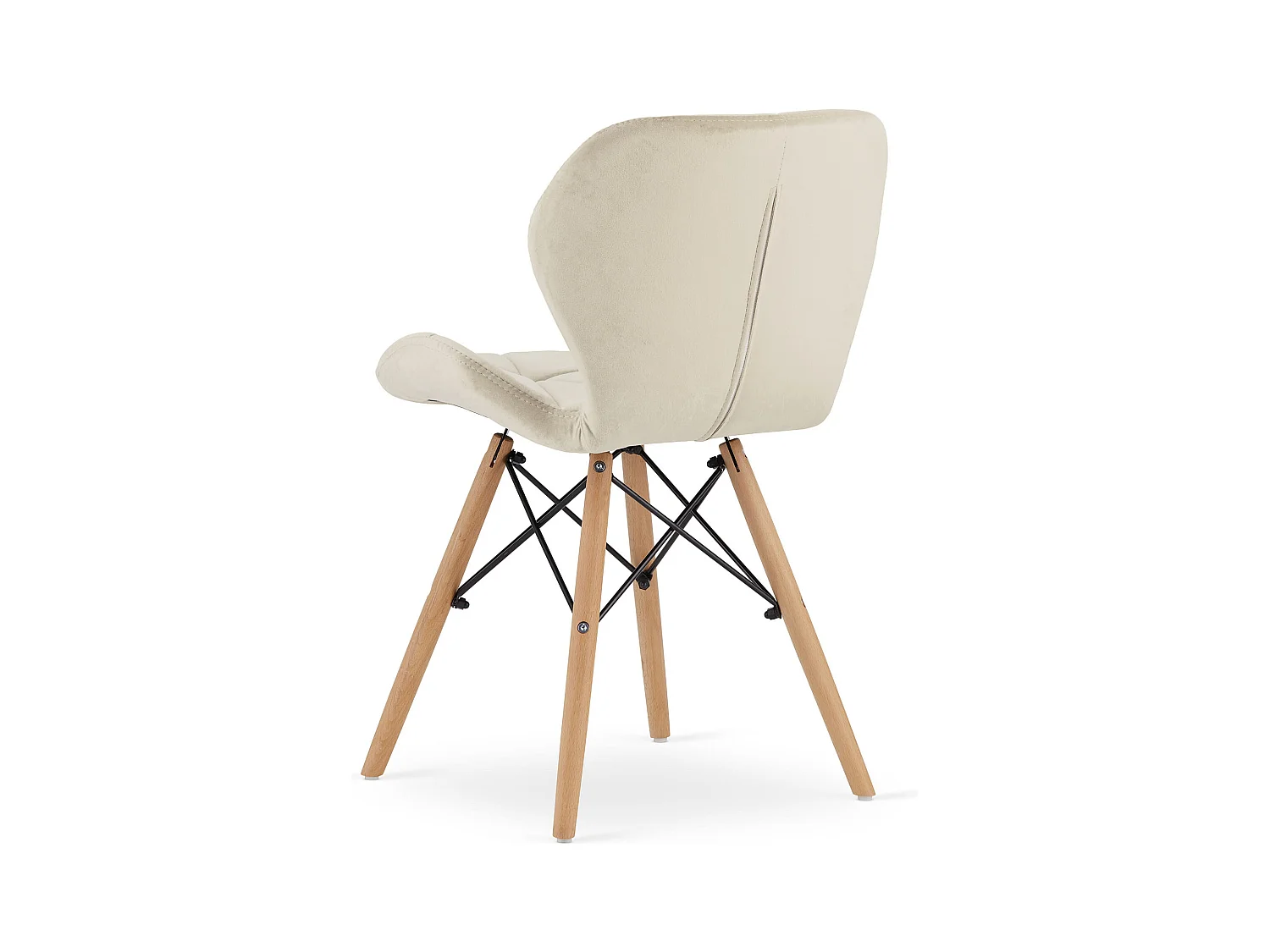 Chaises en velours Valora WAKO beige avec pieds en bois de hêtre x2