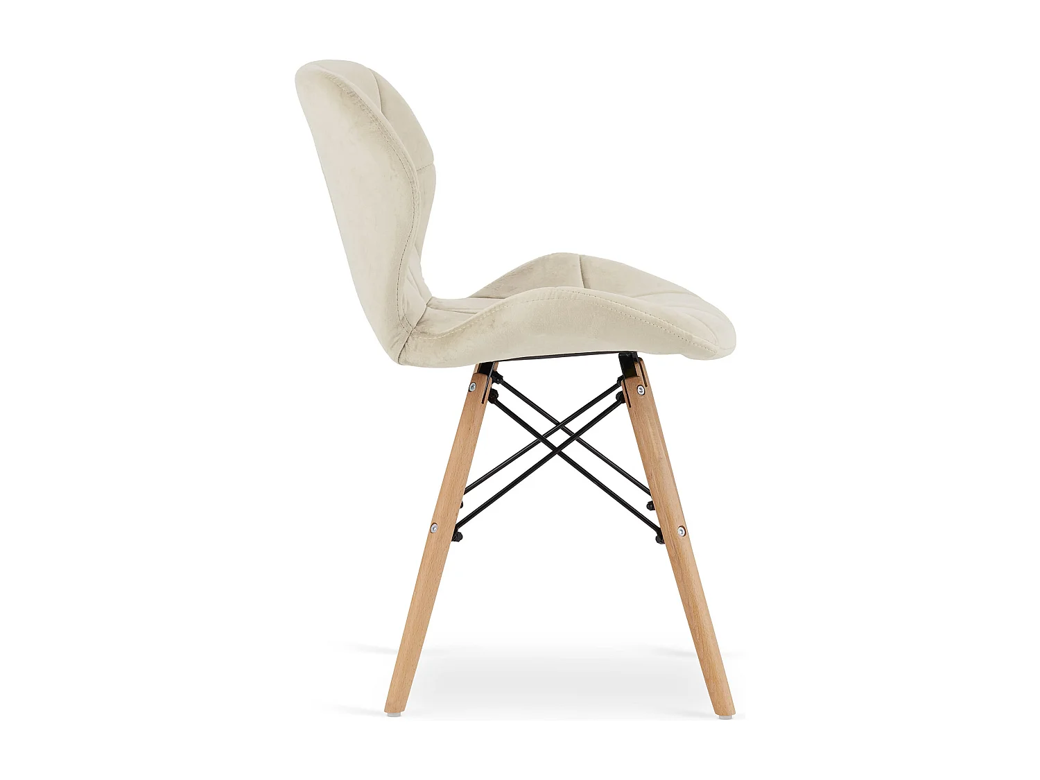 Chaises en velours Valora WAKO beige avec pieds en bois de hêtre x2