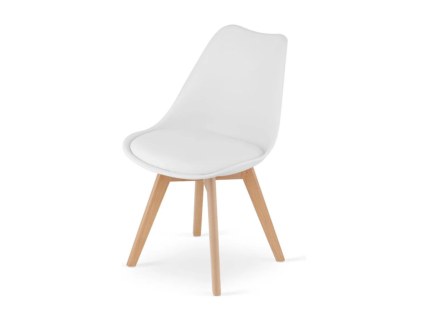 Chaise Valora RIKX blanche avec coussin et pieds en bois x1