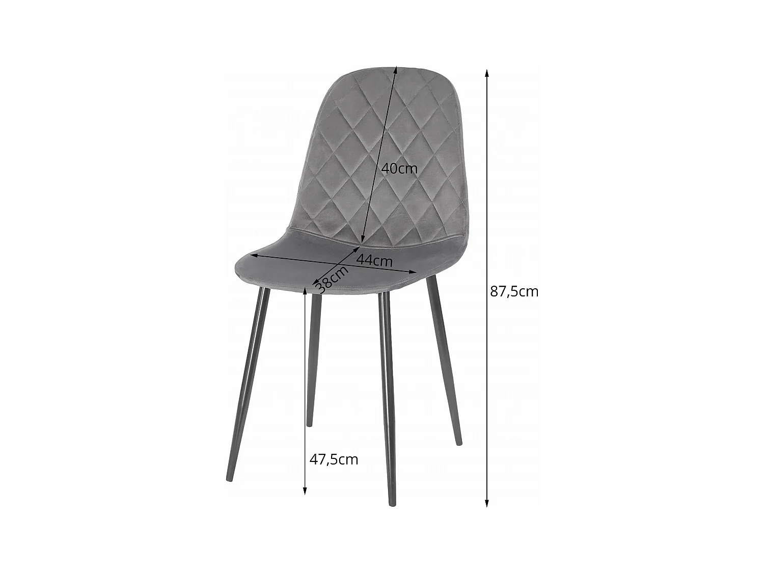 Chaise Valora DAPI en velours noir avec pieds en métal x1