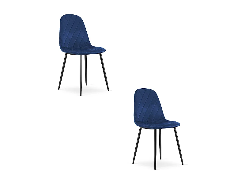 Chaise Valora DAPI en velours bleu marine avec pieds en métal x2