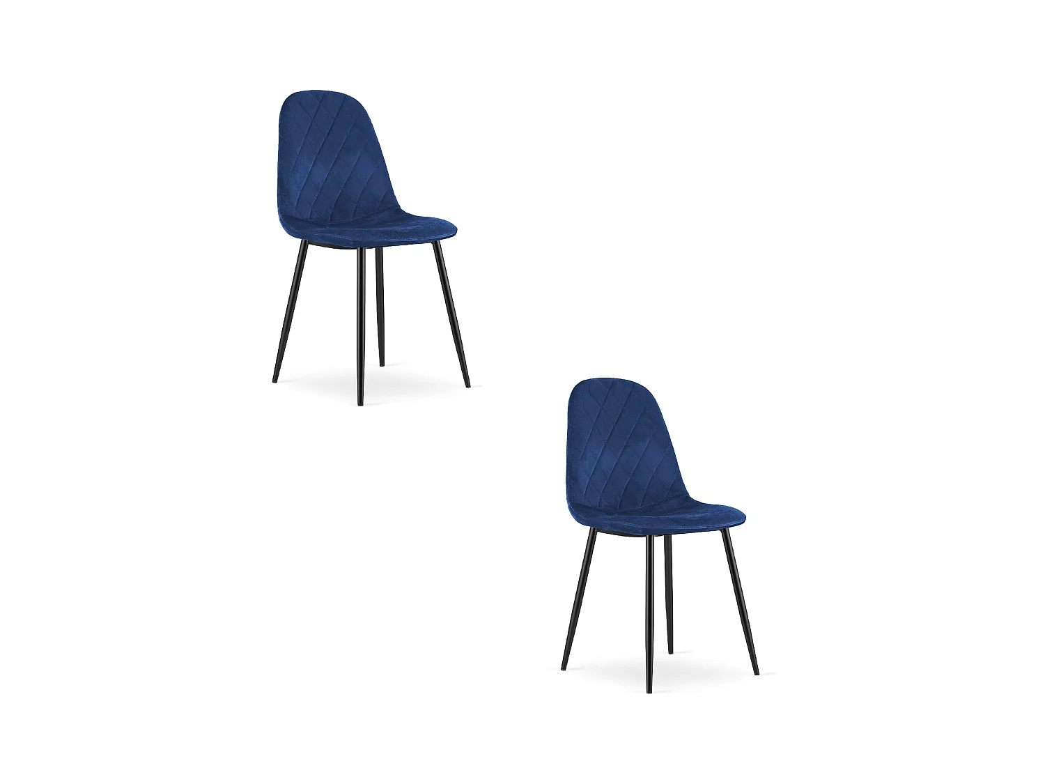 Chaise Valora DAPI en velours bleu marine avec pieds en métal x2