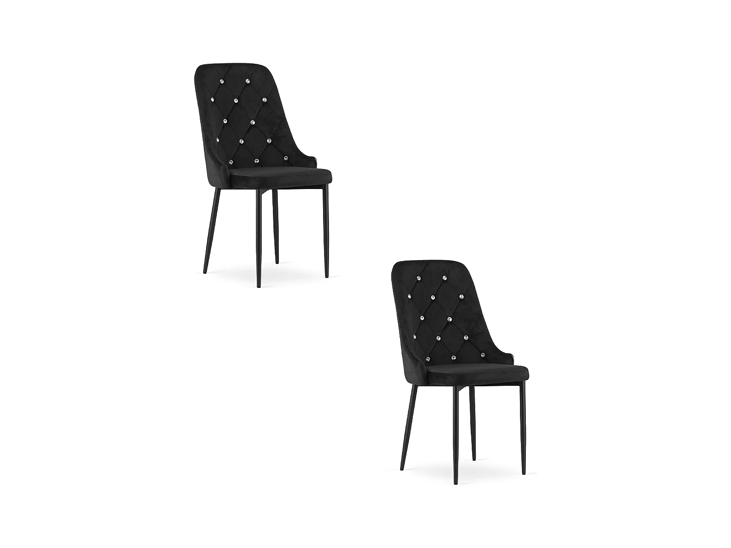 Chaise Valora REMI en velours noir avec pieds en métal x2