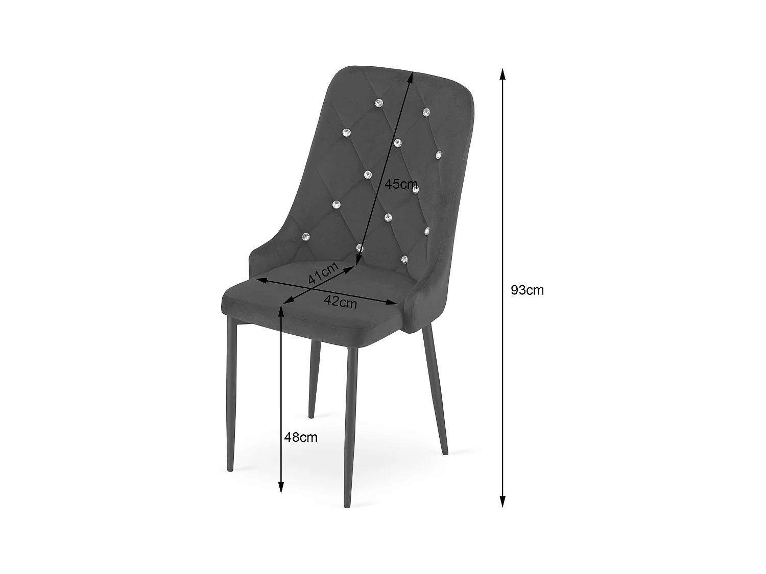 Chaise Valora REMI en velours noir avec pieds en métal x2
