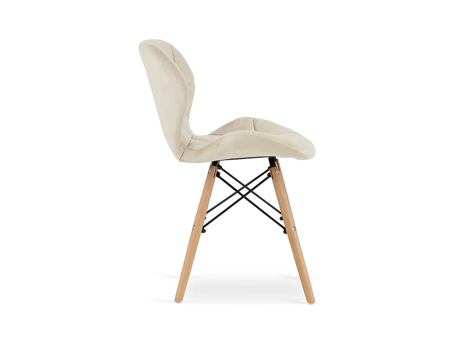 Chaise Valora WAKO en velours beige avec pieds en hêtre x1