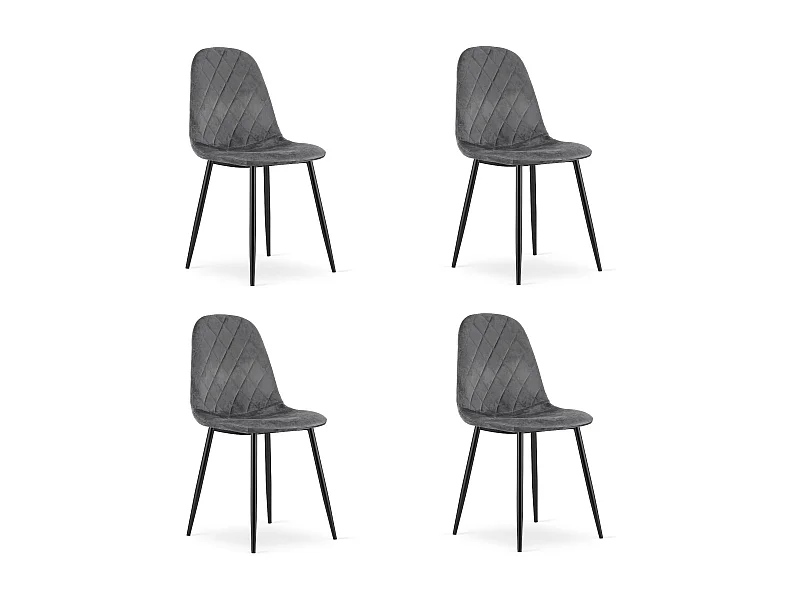 Valora DAPI Stühle Dunkelgrau Samt 4er Set | langlebig | bequem