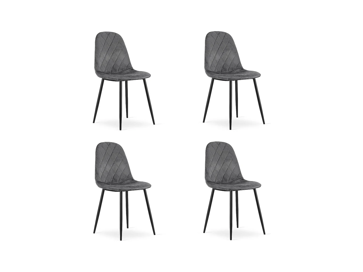 Chaises Valora DAPI en velours gris foncé, lot de 4 | durable | comYERRable