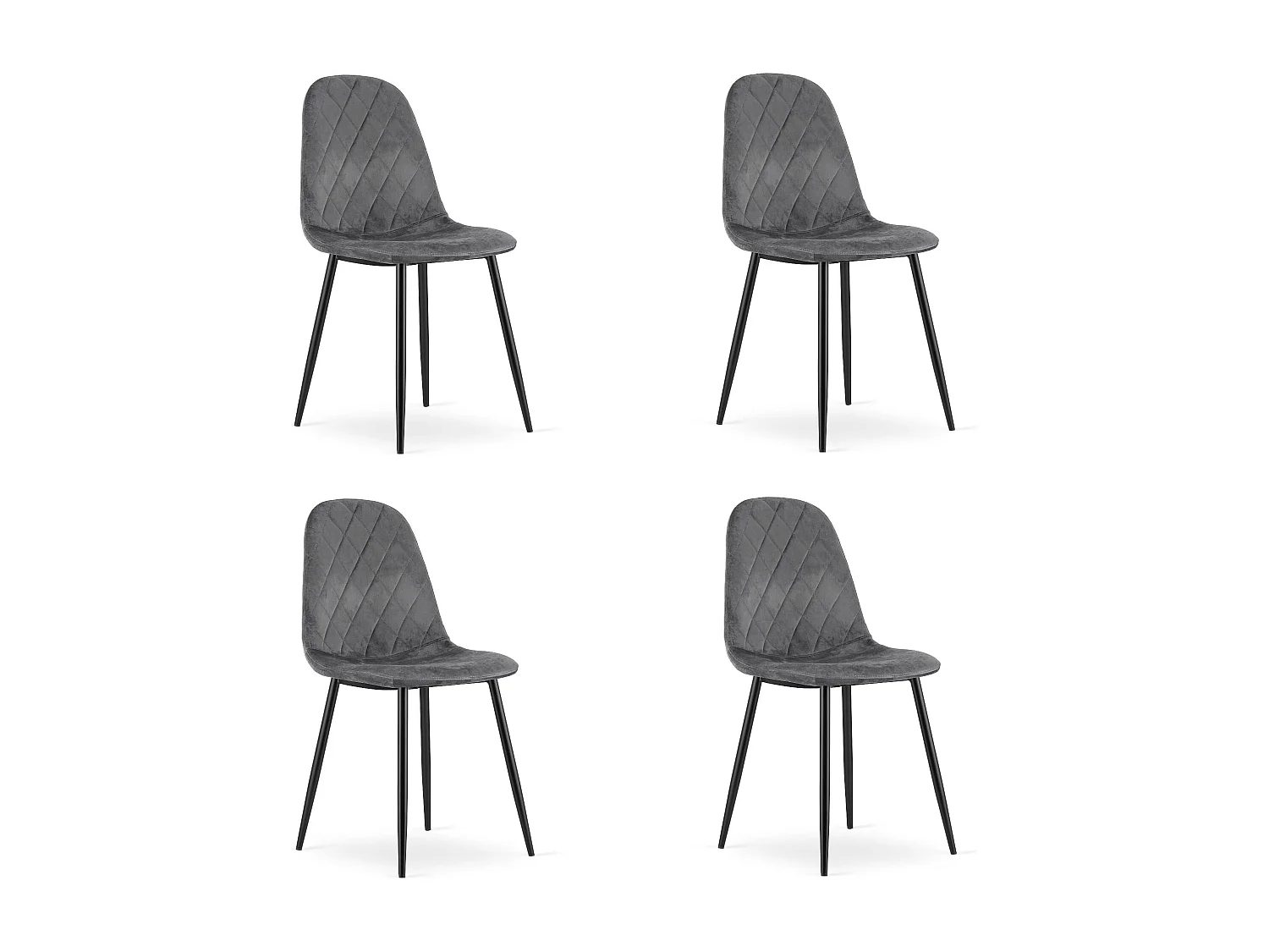 Chaises Valora DAPI en velours gris foncé, lot de 4 | durable | comYERRable