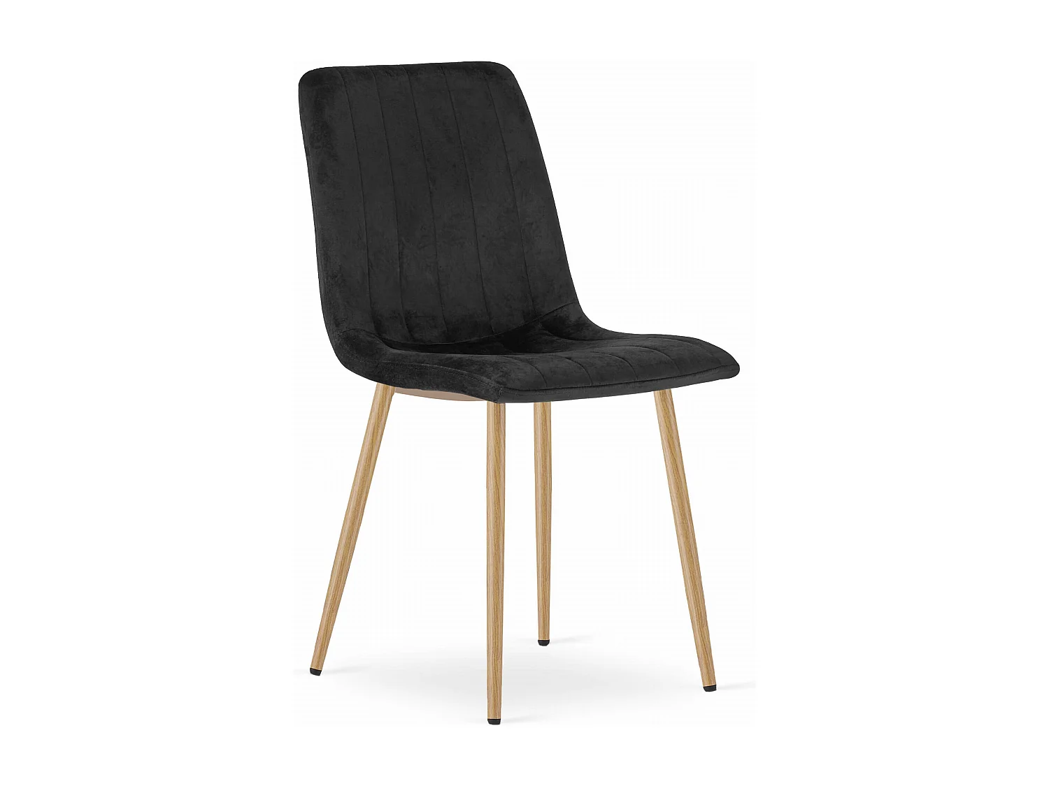 Valora JEWA stoelen – Zwarte fluwelen stoelen met houtkleurige poten x4