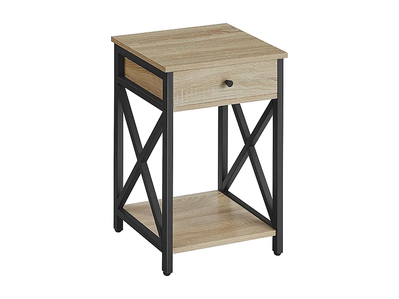 Szafka nocna Valora z szufladą – czarna rama z regulowanymi nóżkami