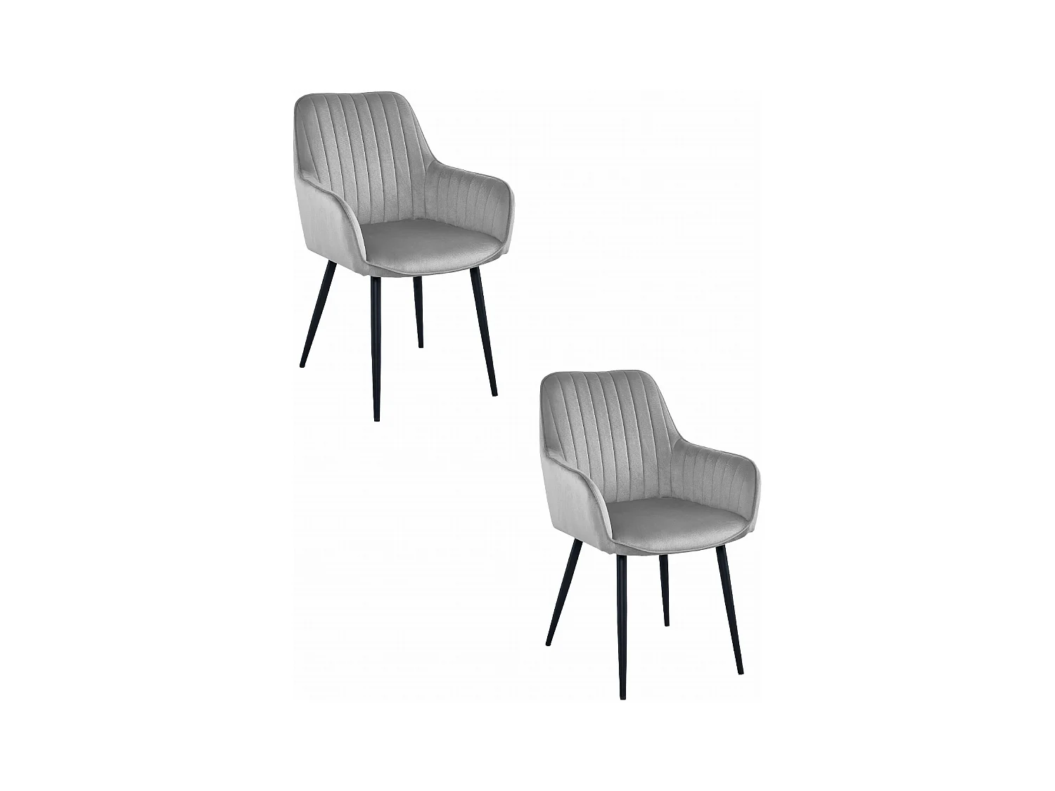 Chaises de salle à manger Valora SELO – Velours gris argenté avec pieds noirs x2