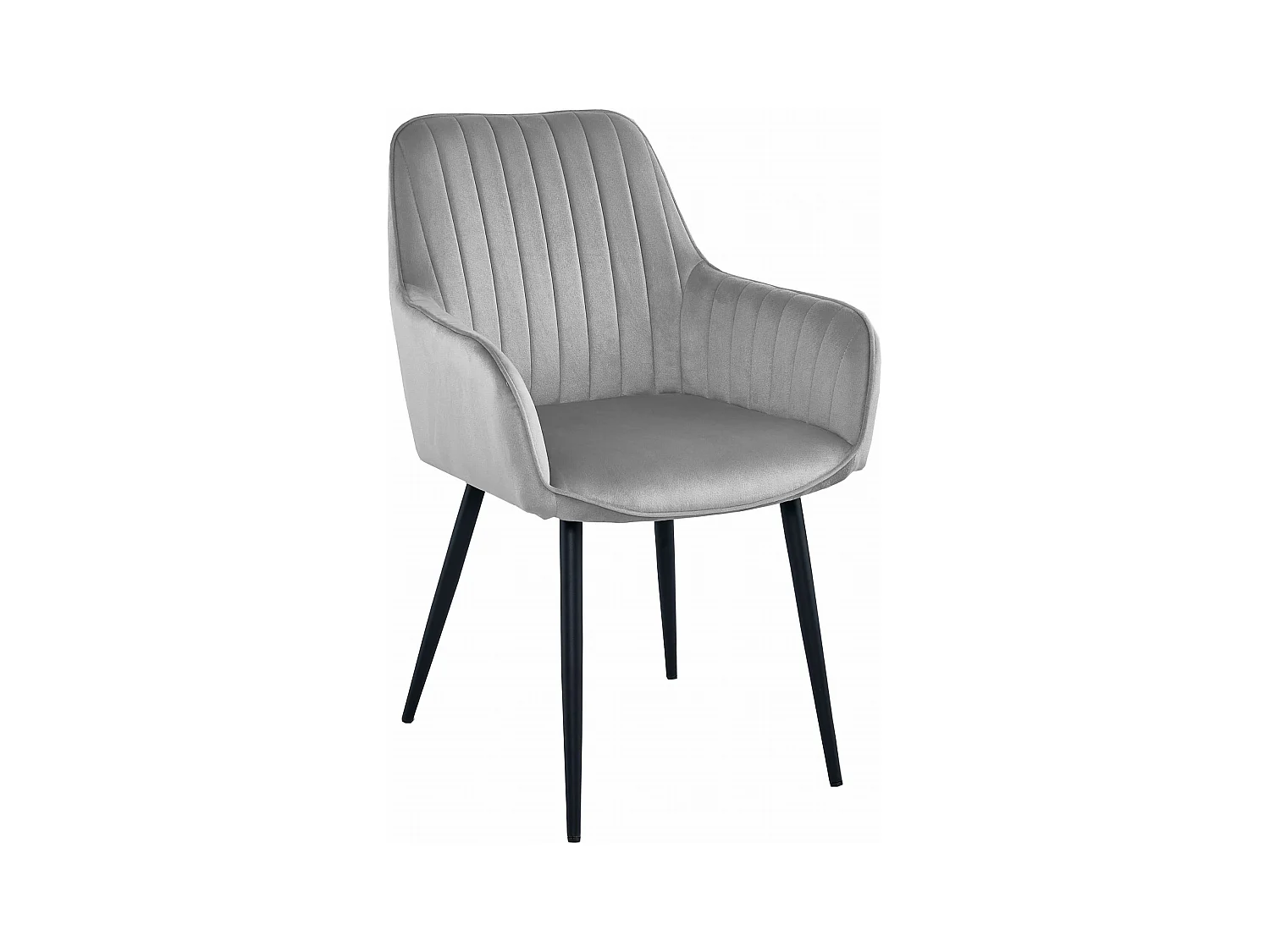 Chaises de salle à manger Valora SELO – Velours gris argenté avec pieds noirs x2