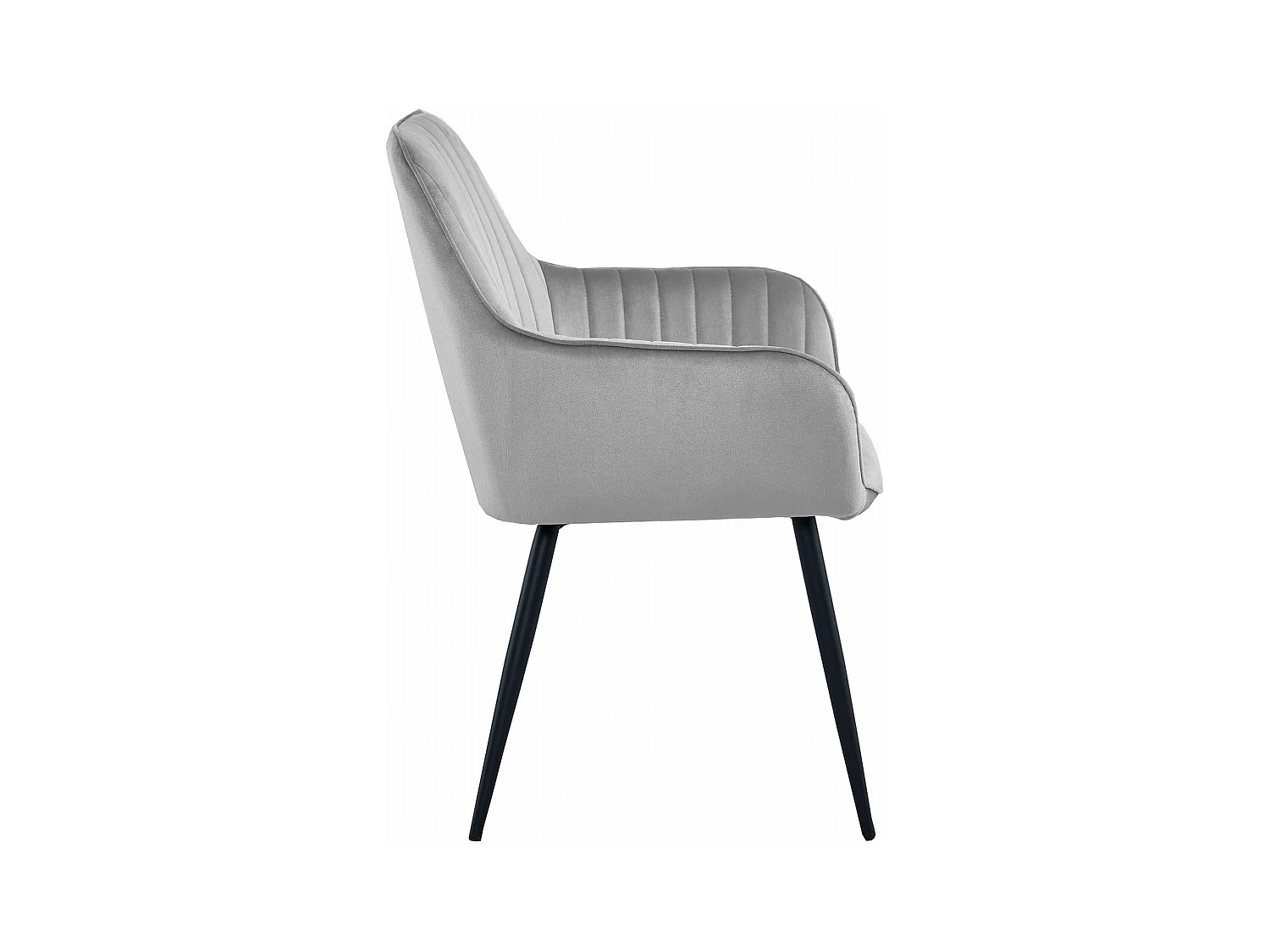 Chaises de salle à manger Valora SELO – Velours gris argenté avec pieds noirs x2