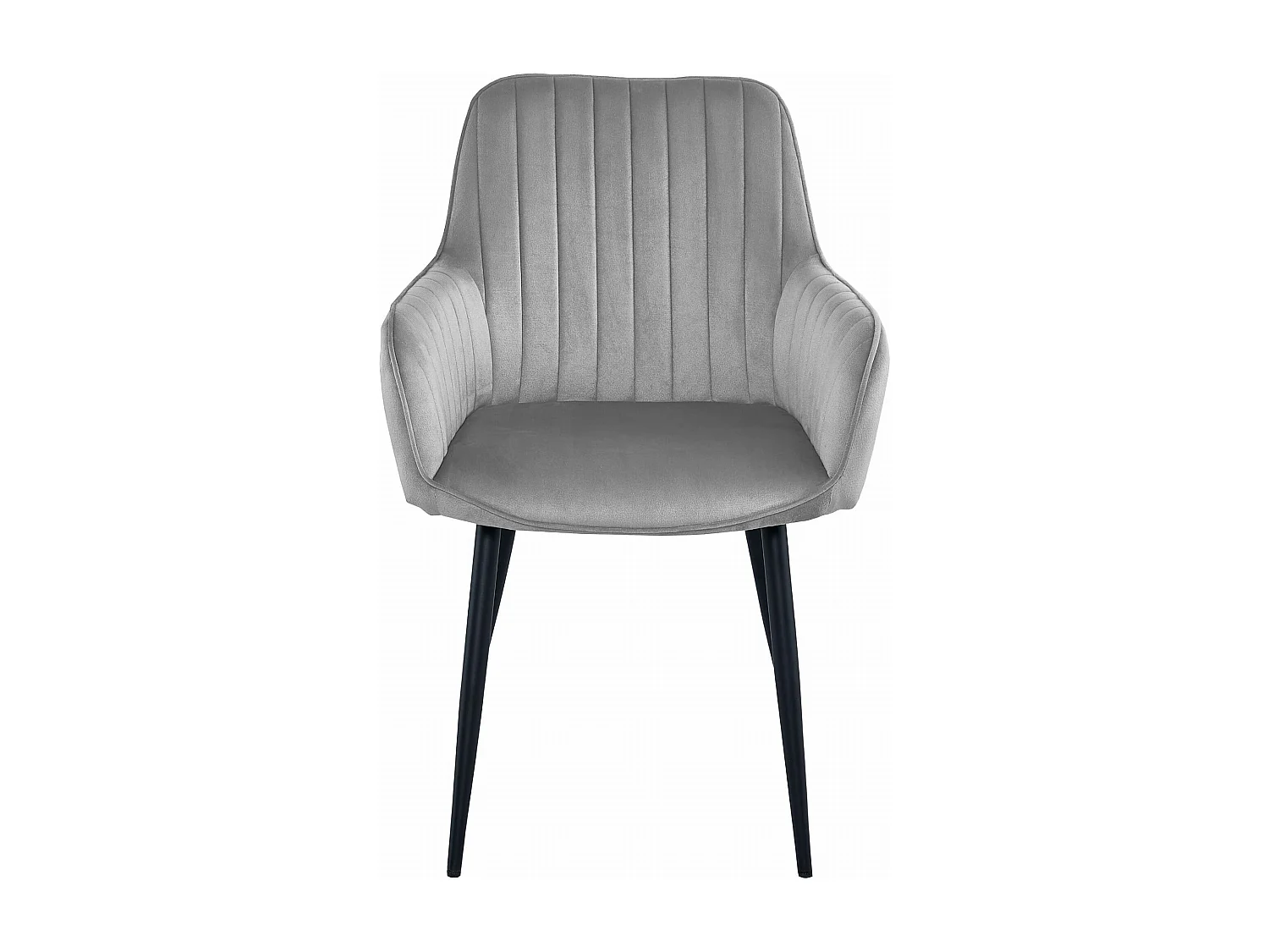 Chaises de salle à manger Valora SELO – Velours gris argenté avec pieds noirs x2