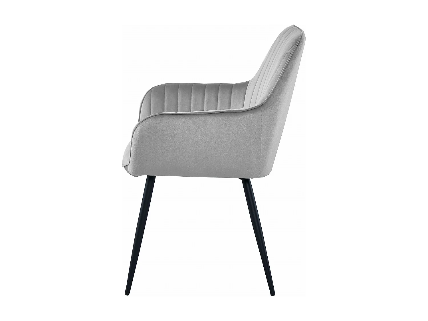 Chaises de salle à manger Valora SELO – Velours gris argenté avec pieds noirs x2