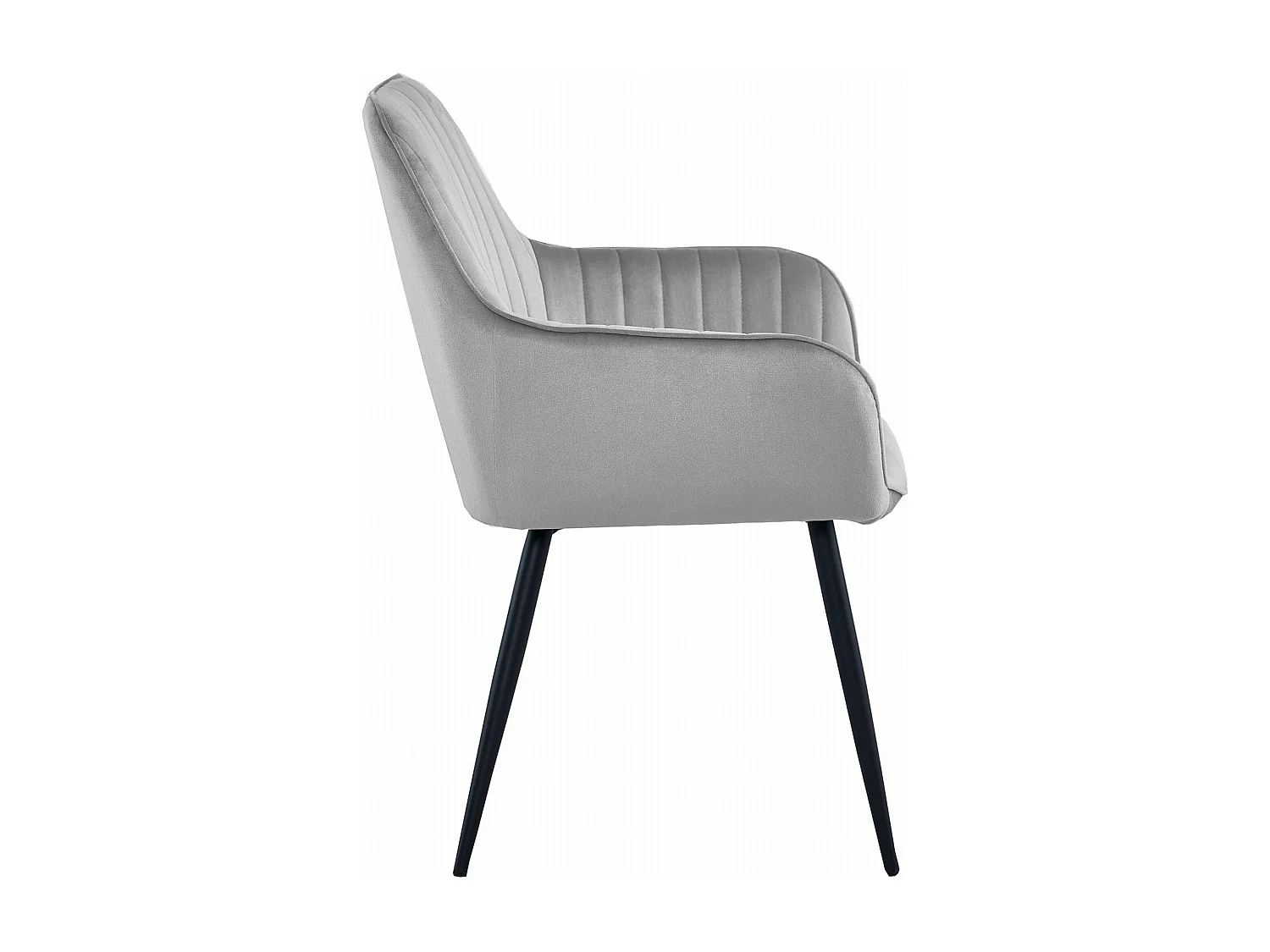 Chaises de salle à manger Valora SELO – Velours gris argenté avec pieds noirs x2