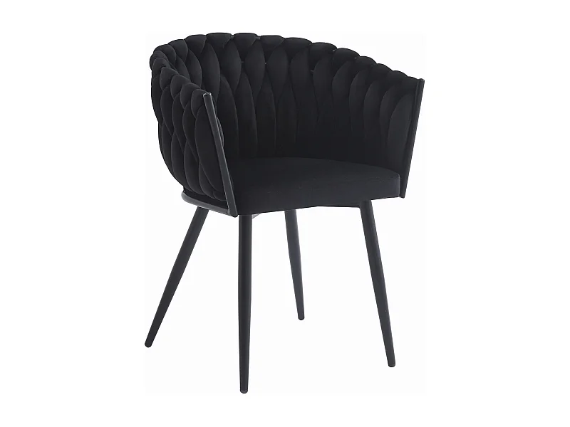 Valora MAYAN gewatteerde zwarte fluwelen stoel x 1 | moderne stijl