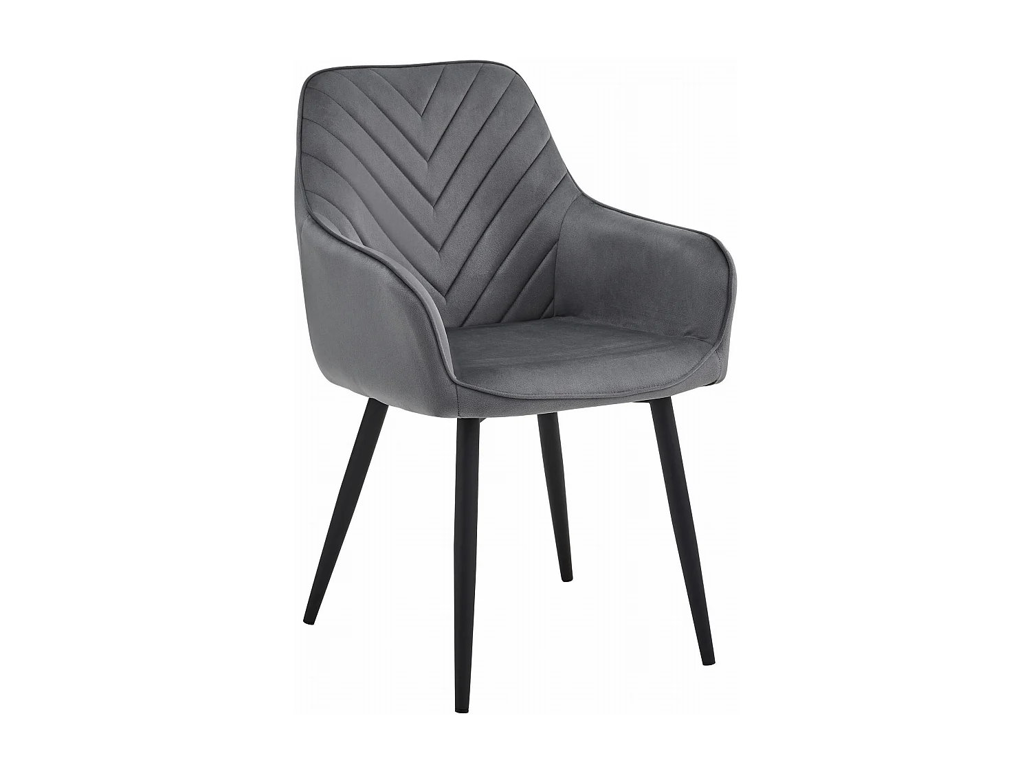 Chaise de salle à manger Valora WAAV – Velours gris foncé avec pieds noirs x 1
