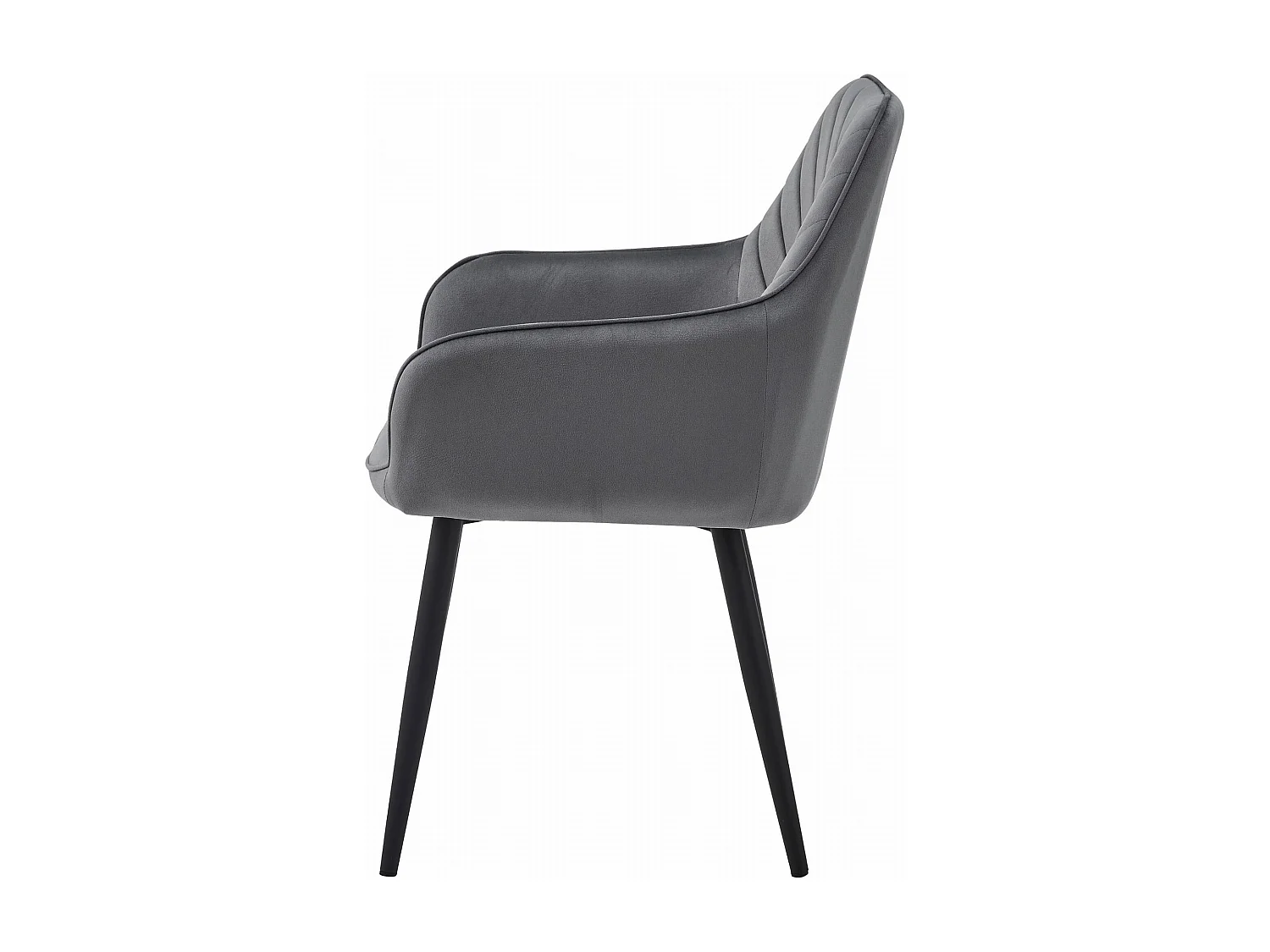Chaise de salle à manger Valora WAAV – Velours gris foncé avec pieds noirs x 1