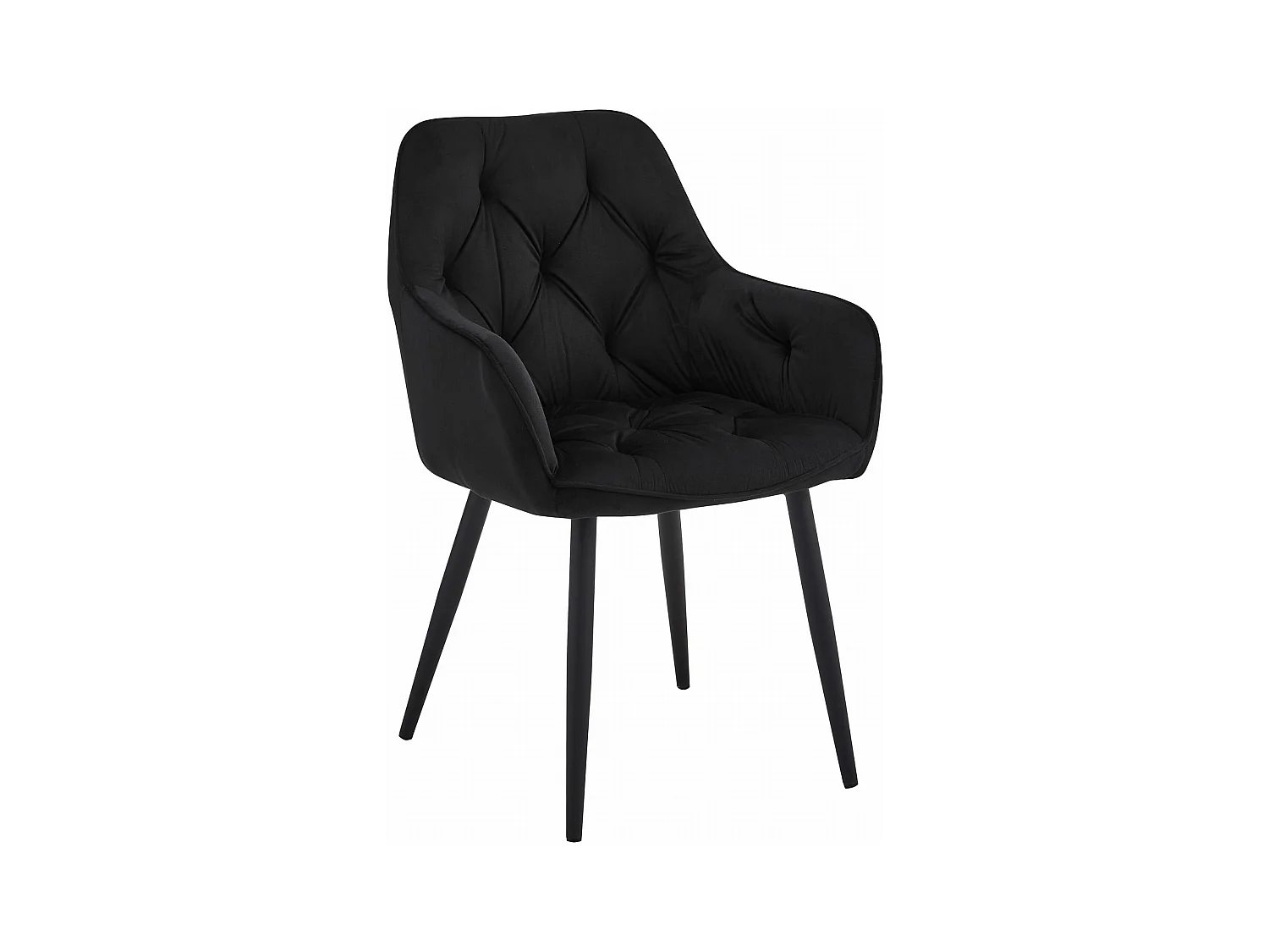Chaise de salle à manger Valora LUKK – Velours noir avec pieds noirs x1