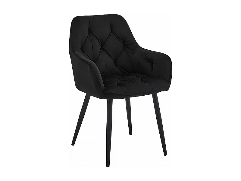 Chaise de salle à manger Valora LUKK – Velours noir avec pieds noirs x1