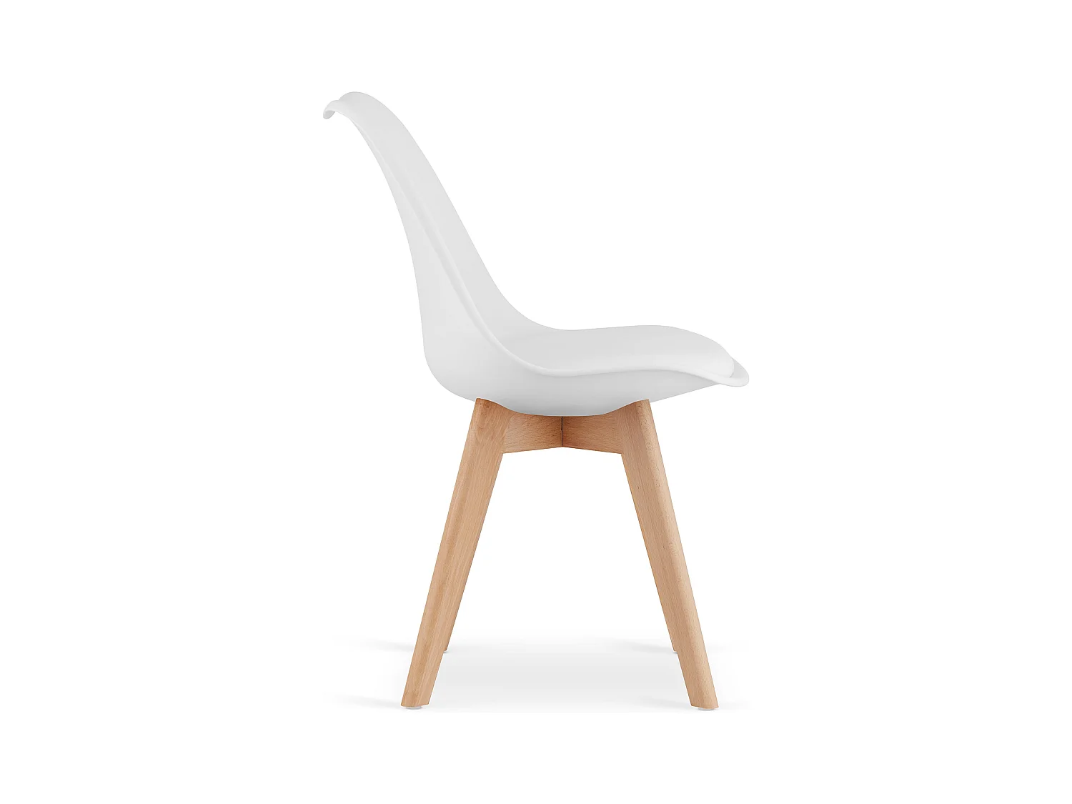 Chaises blanches Valora RIKX avec coussin et pieds en bois x4