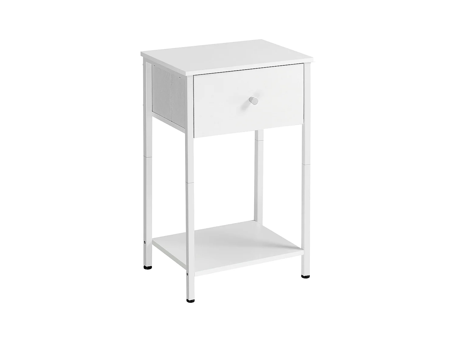 Table de chevet blanche Valora avec tiroir et étagère